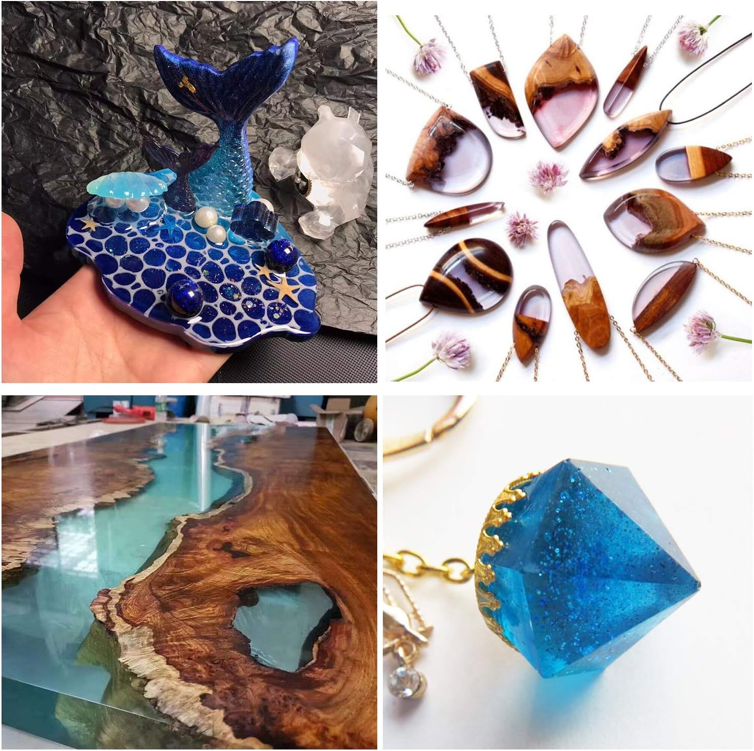 Epoxy Resin Clear Crystal Coating Kit 19.1oz - 2 Part Casting Resin for Art, Craft, Jewelry Making, River Tables, Bonus Gloves, Measuring Cup, wooden sticks and Dropper: Home Improvement