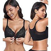 DotVol Women's Plus Size Front Closure Non Padded Underwire Posture Back Everyday Bra