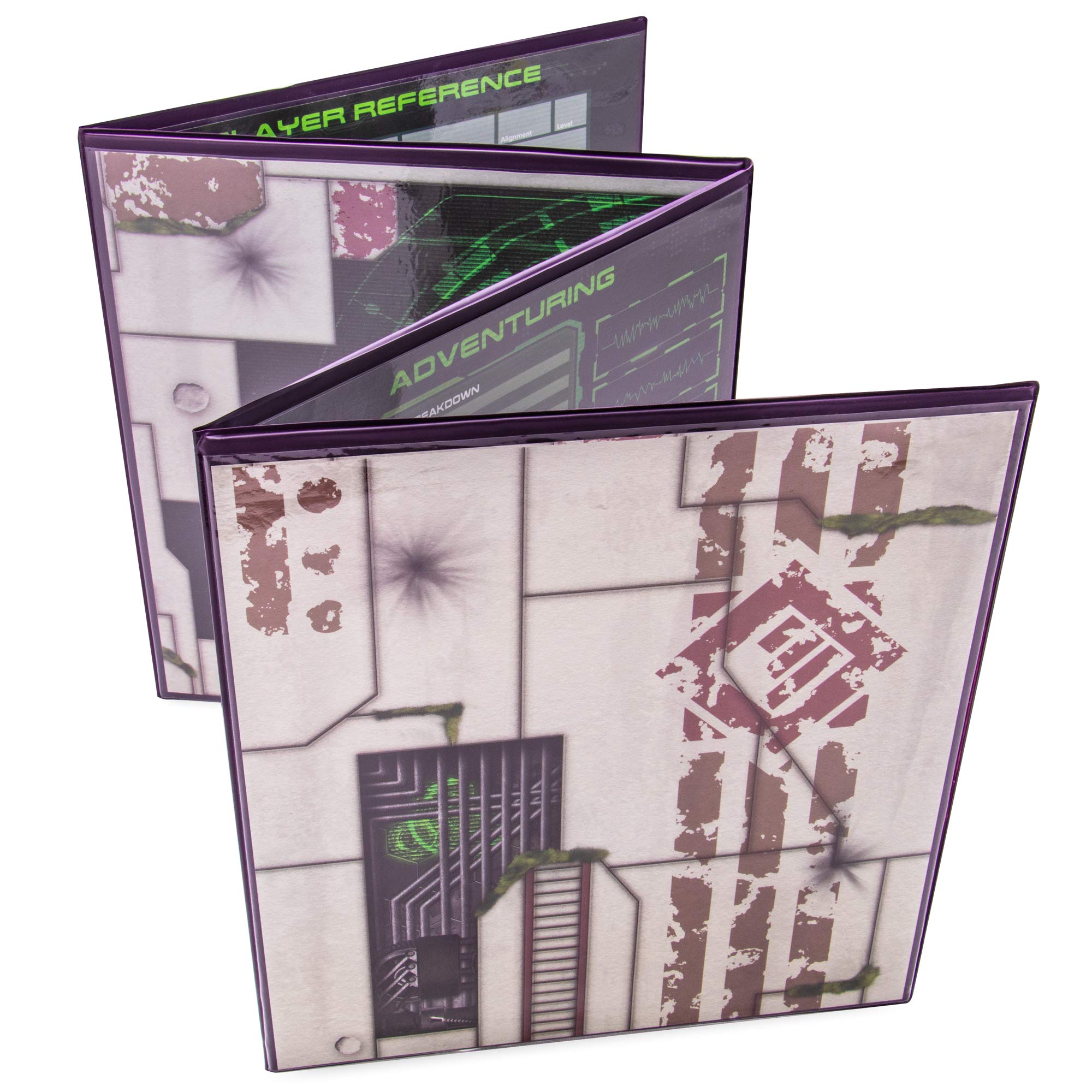 Stratagem The Master's Tome 4-Panel Customizable GM Screen with Free Inserts – Dry Erase, Dungeon & Game Master Accessory for Tabletop RPG Campaigns (Sci-fi Purple)