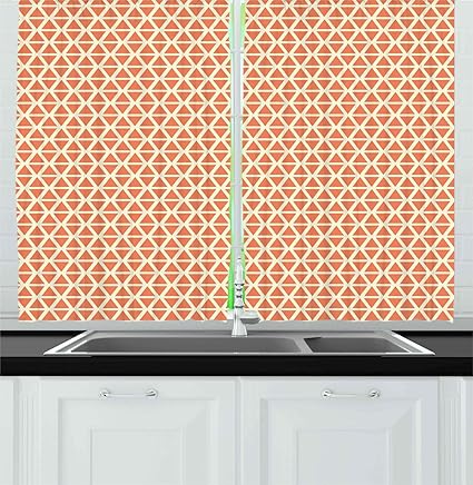Amazon Com Ambesonne Orange Kitchen Curtains Groovy Soft Toned