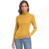Women's Long Sleeve Casual Lightweight Turtleneck Top Slim Fit Thermal Active Layer Shirts