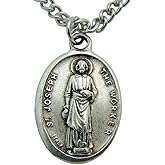 Westmon Works Men's Patron Saint Medal 3/4 Inch Long with Stainless Steel Chain