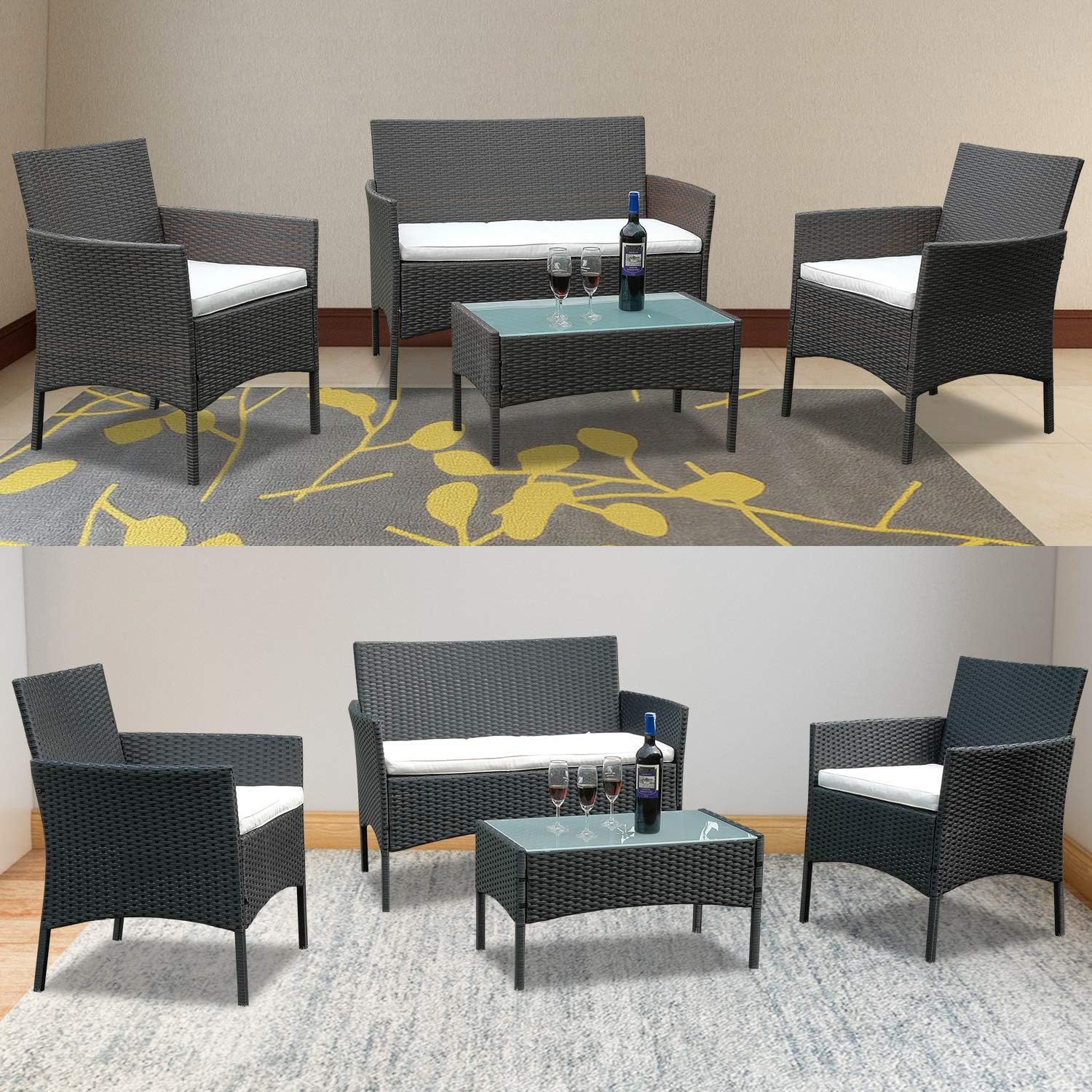 Hengda Conjunto Muebles de jardín Muebles Ratán Juego para Terraza ...
