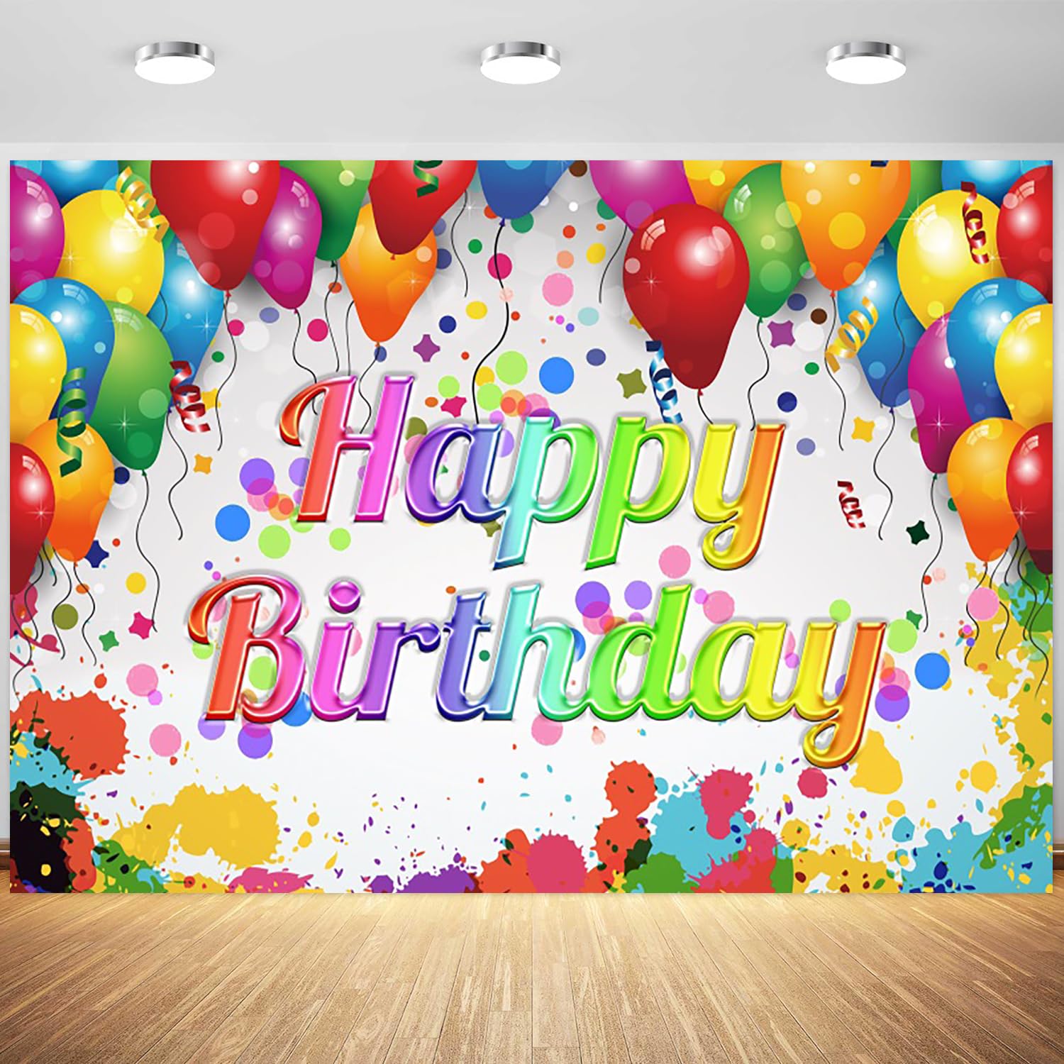 Photo 1 of 10x8ft Happy Birthday Backdrop Colorful Balloons Graffiti Photography Background Kids Boys Girls Birthday Party Cake Table Banner Decorations Supplies Photo Booth Props