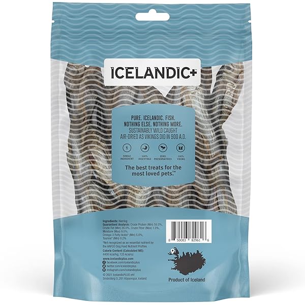 ICELANDIC+ WHOLE FISH HERRING – 3OZ BAG – DOG TREATS, PURE WILD-CAUGHT & AIR-DRIED, SINGLE INGREDIENT SNACK, PET CHEW, JUST THE FISH NOTHING ELSE