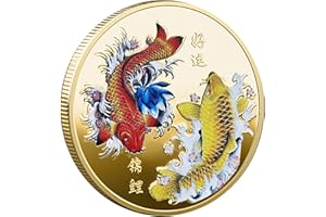 YAKIN SHOP Good Luck to You Chinese Koi Fish Lucky Coin Colorful Carp Mascot Challenge Coin for Scratching Lottery Tickets