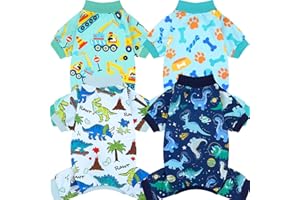 XPUDAC 4 Pack Dog Pajamas for Small Medium Sized Doggie Comfy Strechy Dog Pjs for Boy Puppy Clothes Cat Onesies Pet Outfits, M