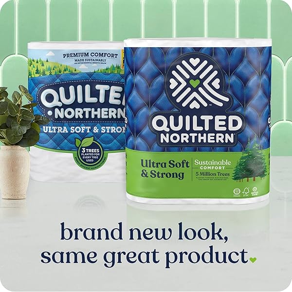 QUILTED NORTHERN ULTRA SOFT & STRONG TOILET PAPER, 6 MEGA ROLLS = 24 REGULAR ROLLS, 5X STRONGER*, PREMIUM SOFT TOILET TISSUE