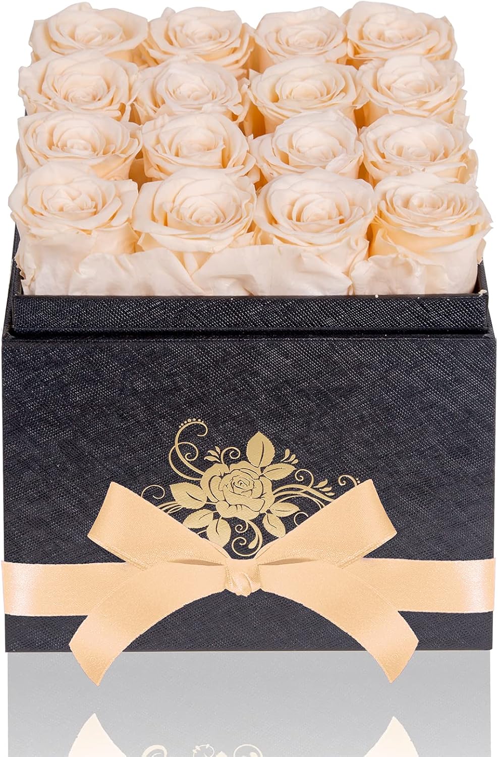 Dried & Preserved Flora - Perfectione Roses Handmade Preserved Roses in a Box, Forever Real Roses That Last Up to 3 Years, Preserved Flower Birthday Mothers Day Valentines Day Gifts for Her (Buttermilk)