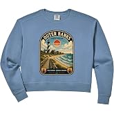 Women's Outer Banks North Carolina Vintage OBX Coastal Travel Comfort Colors Crop Sweatshirt