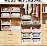 SNSLXH 5 Pack Stackable Closet Storage Boxes Pink Multifunctional Foldable view 4