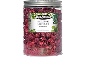 Drink Botanicals Ireland | Freeze Dried Sour Cherries | 100+ Cherries | 100% Natural | Maraschino Tart Cherry Whole For Baking, Cakes, Deserts, Cocktails, Garnishing | 5.64 OZ, 160 Grams | PET Jar