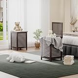 SMIBUY Double Laundry Hamper 120L Bamboo with Lid 2-Compartment Sorter view 8