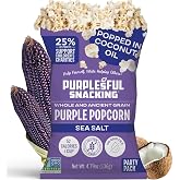 Purplesful Purple Corn Popcorn, Silkier, Creamier &amp; Healthy Popcorn, Vegan-Friendly, Non-GMO, Flavorful Popped Corn Gourmet Snack, Sea Salt, Big Bulk Pack - 4.8 Oz Per Pack (Pack of 3)