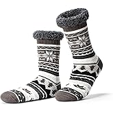 Cozylook Men's Fuzzy Slipper Socks - Non-Slip Grips, Thermal Winter Socks, Plush Sherpa Lined, Gifts & Stocking Stuffers