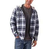 Wrangler Authentics Men's Long Sleeve Quilted Lined Flannel Shirt Jacket with Hood
