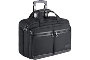 KROSER Rolling Laptop Bag Premium Briefcase Fits Up to 17.3 Inch Water-Repellent Overnight Computer Bag With RFID Pockets for