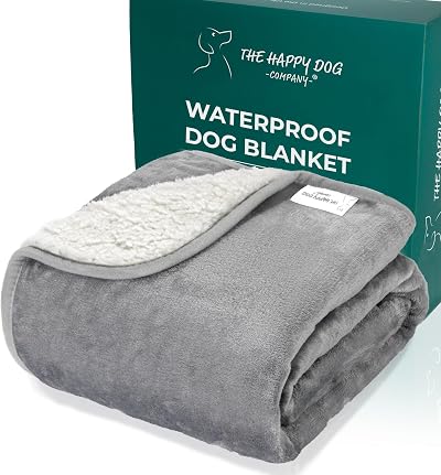 The Happy Dog Company 100% Waterproof Fleece Dog Blanket 75x100cm Grey/White