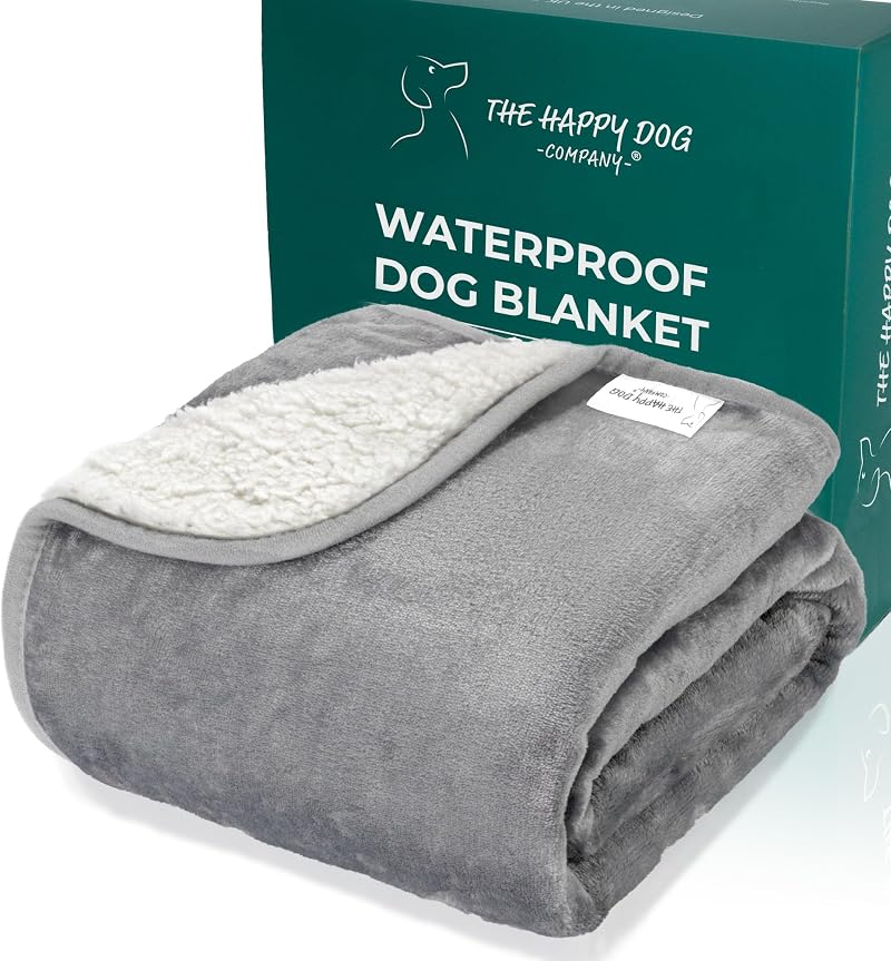 The Happy Dog Company 100% Waterproof Fleece Dog Blanket 75x100cm Grey/White
