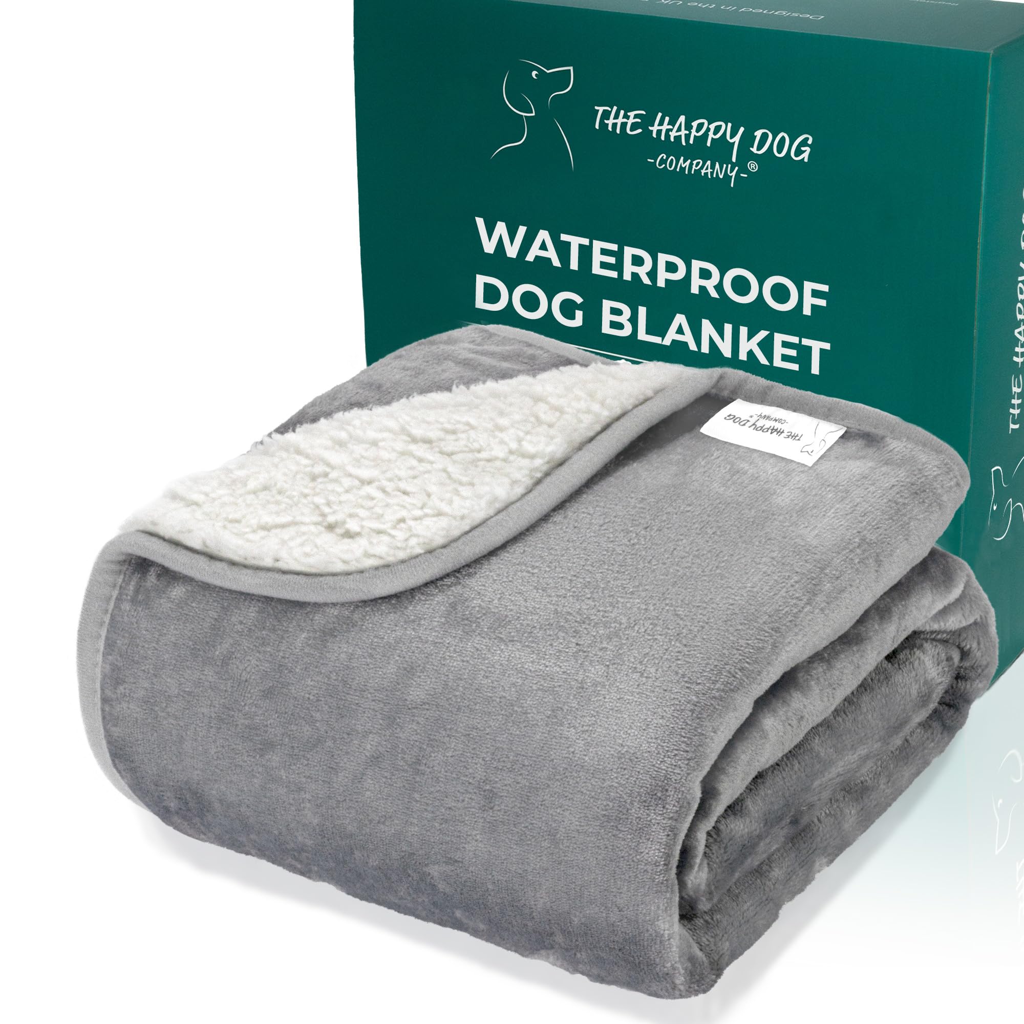 100% Waterproof Dog Blankets for Small & Medium Dogs – Soft Fleece, Washable Pet Throw for Sofa, Car & Furniture Protection, Soft Fluffy Reversible Blanket, 75x100cm, Grey/White
