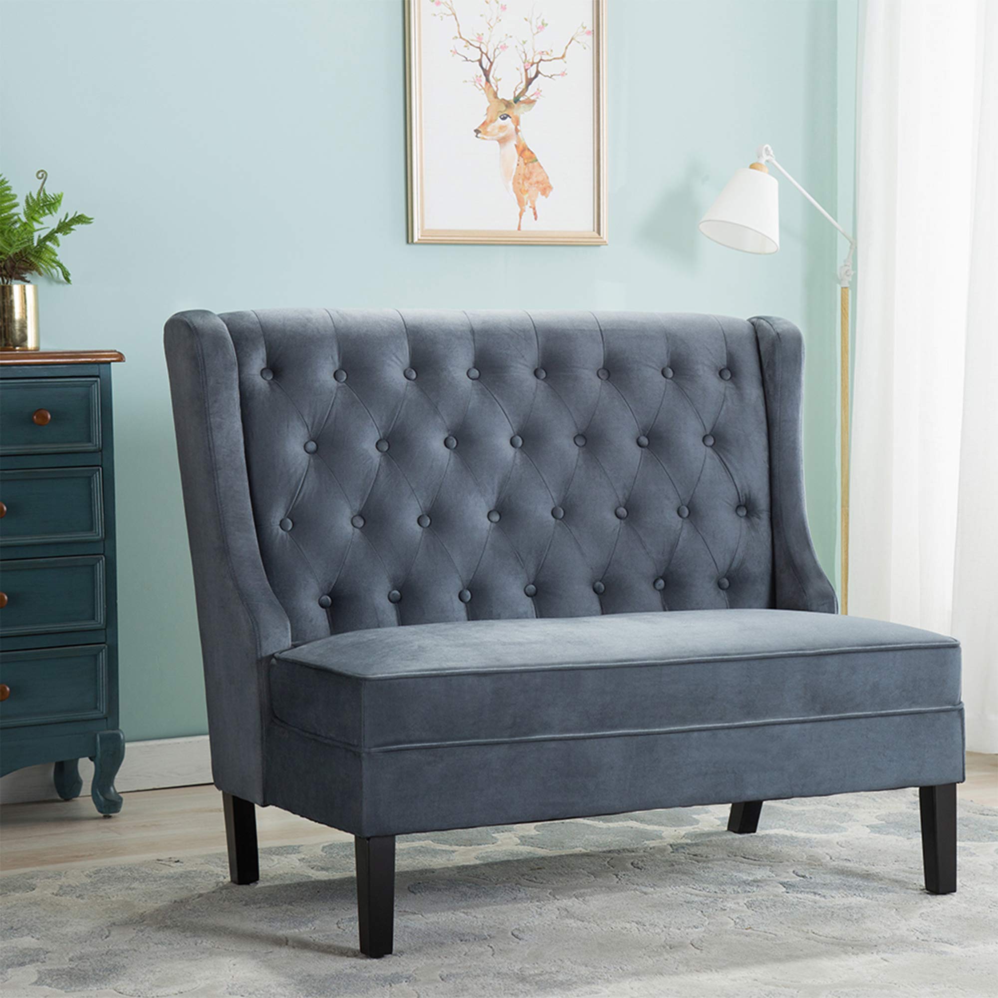 Buy Upholstered Dining Bench with Back，Tufted Loveseat Small Loveseat
