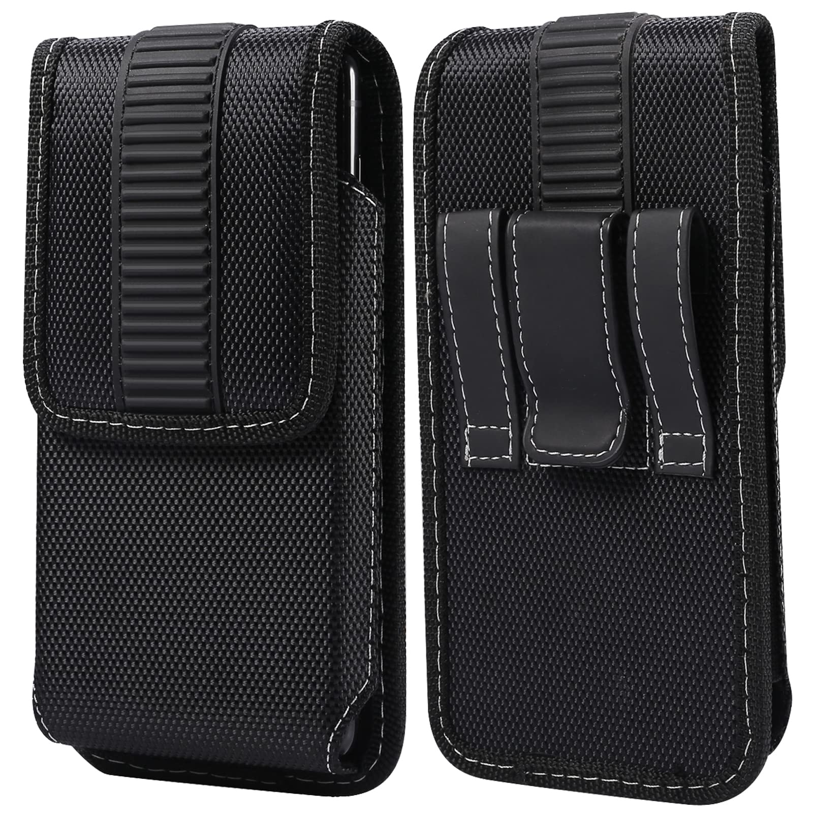 Cell Phone Belt Holder for Men, Phone Holster for Men Belt Leather, 6.7-6.9" Outdoor Travel Waist Pouch Belt Loop Holster Fanny Pack Handbag Vertical Belt Holder Clip Phone Pouch with Magnetic Cover