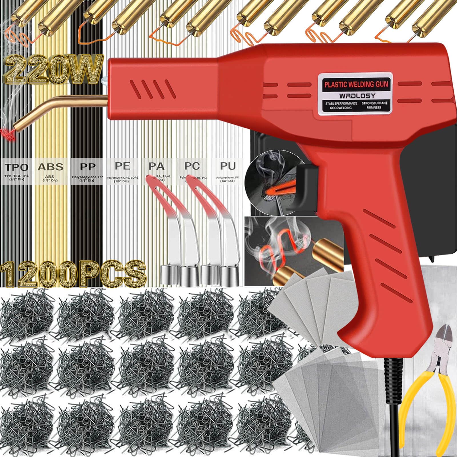 Photo 1 of Wrdlosy 220W Plastic Welder, Multipurpose Fit, Plastic Welding Kit, Quick Plastic Repair Welder Kit, More Comfortable Portable, An Ideal DIY Tool