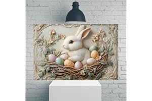 Easter Bunny with Eggs Vintage Rustic Canvas Wall Art - 12x18in Unframed Poster- Idea Gift For Home & Office Decor for Living