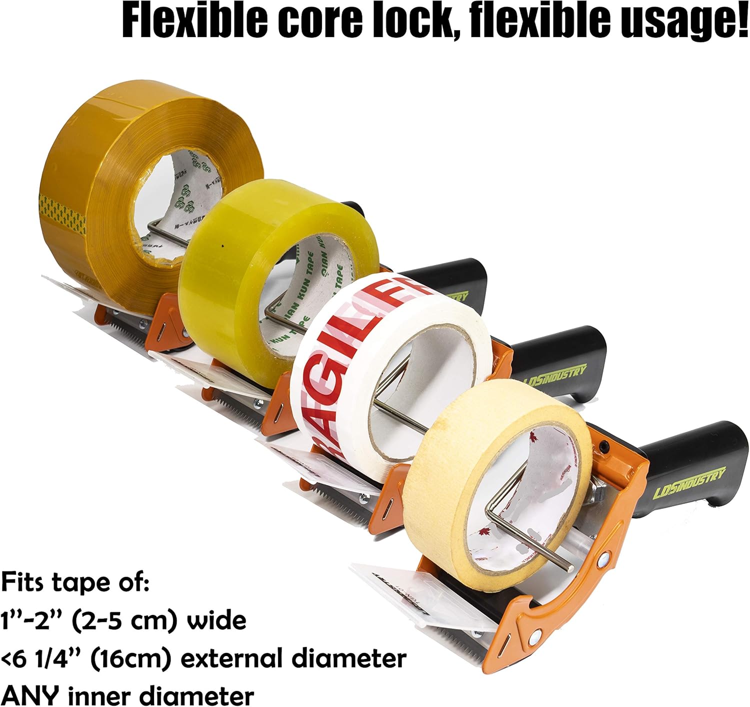 2 Pcs Rapid-replace Packing Tape Dispenser Guns with Extra Blade, 2 in (50mm) Lightweight Ergonomic Industrial Handheld Heavy Duty Tape Cutter for Carton, Packaging and Box Sealing, LDS Industry: Home Improvement