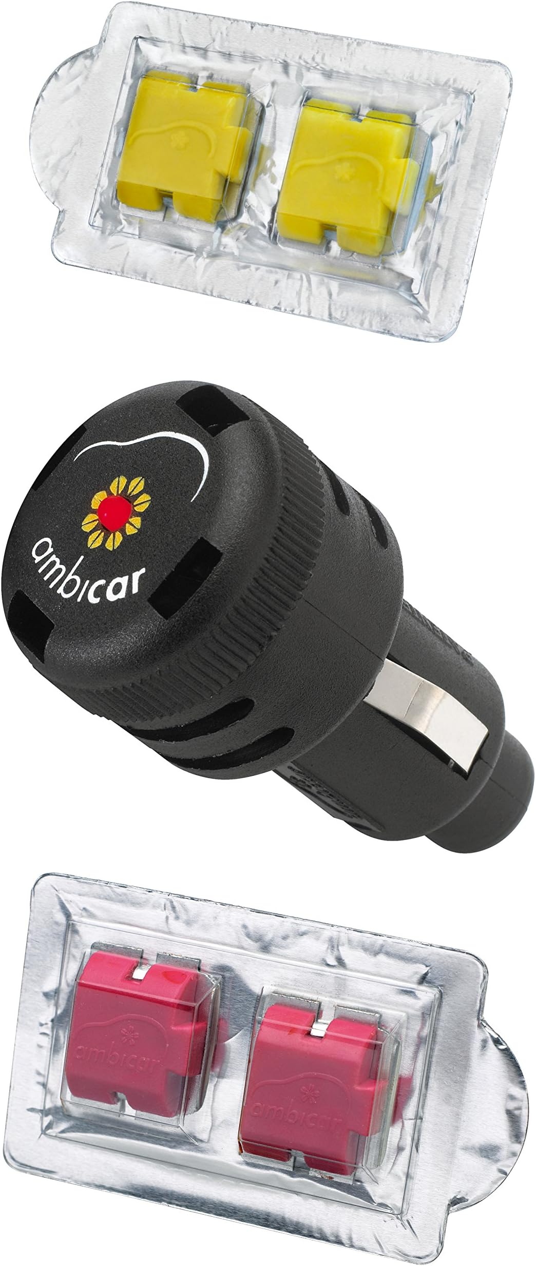 Ambicar Electric Car Air Freshner Insilver Diffuser Red Fruit ( Sweet & Fruity) & Limoncello ( Citric & Refreshing )Combo Pack,64 g,12V