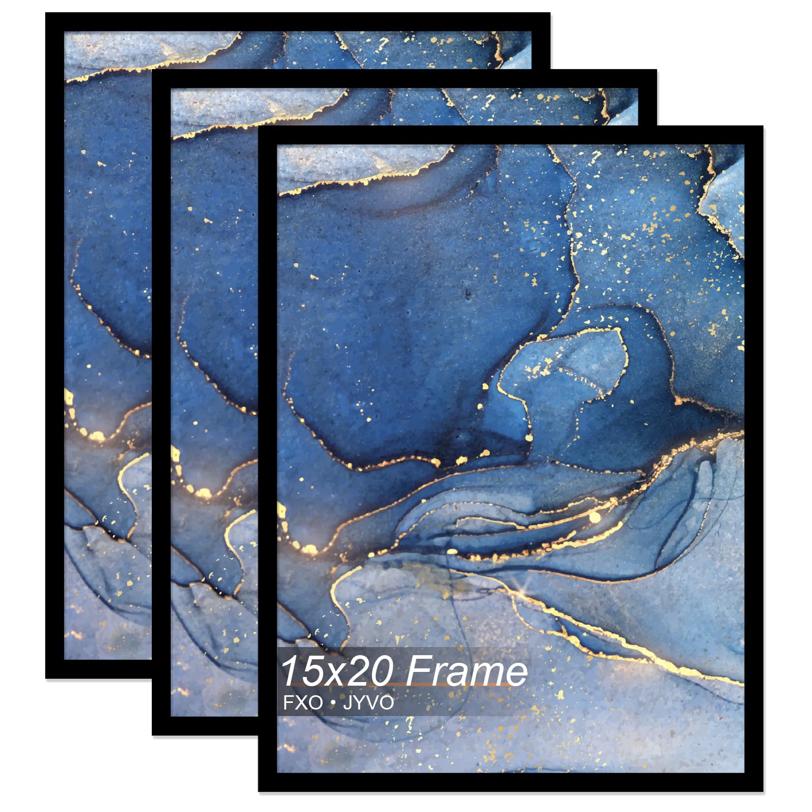 Fxojyvo 15x20 Picture Frame Set of 3, Black Frame