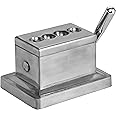 Quality Importers Trading Co. Quad Table Cigar Cutter, Brushed Finish, 52 and 60 Ring Gauge Straight Cutters, 52 and 58 Ring Gauge V-Cutters, Model 9305