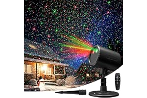 AANDZ Laser Christmas Projector Lights - Moving Red/Green Starry Laser with RF Remote, Waterproof - For Home, Garden Holiday Decoration
