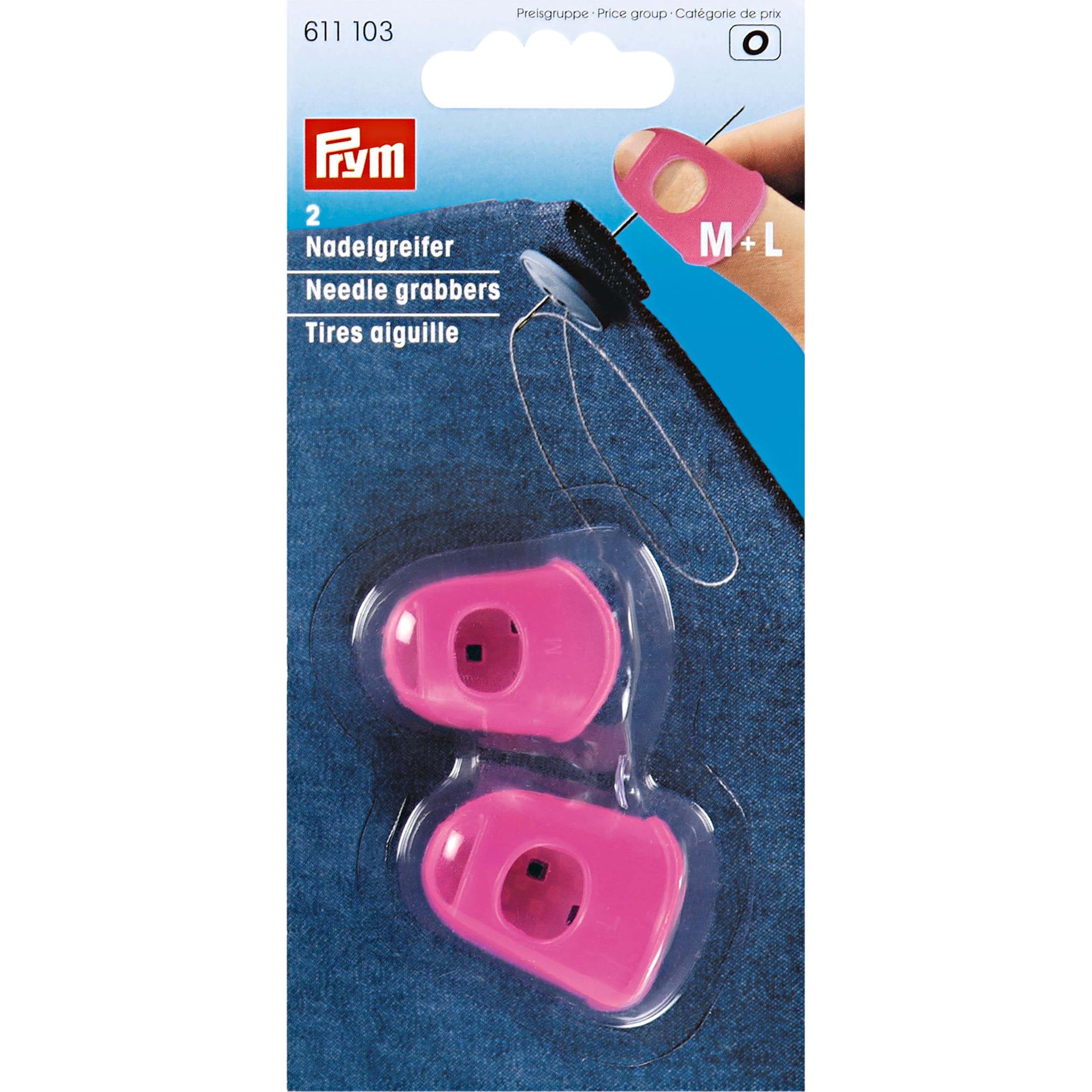 Prym PRYM_611103-1 Pink Silicone Needle Grabbers M + L (2pc), 14 x 7 x 2 cm