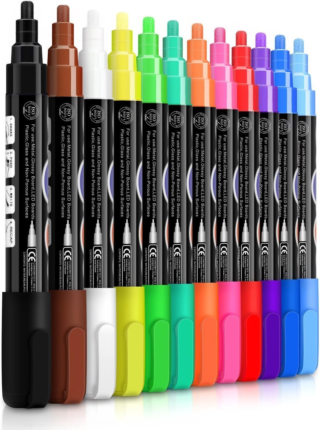 Raniaco Kreidemarker, 12 Farben Marker Pen, Kreidestift auf Wasserbasis