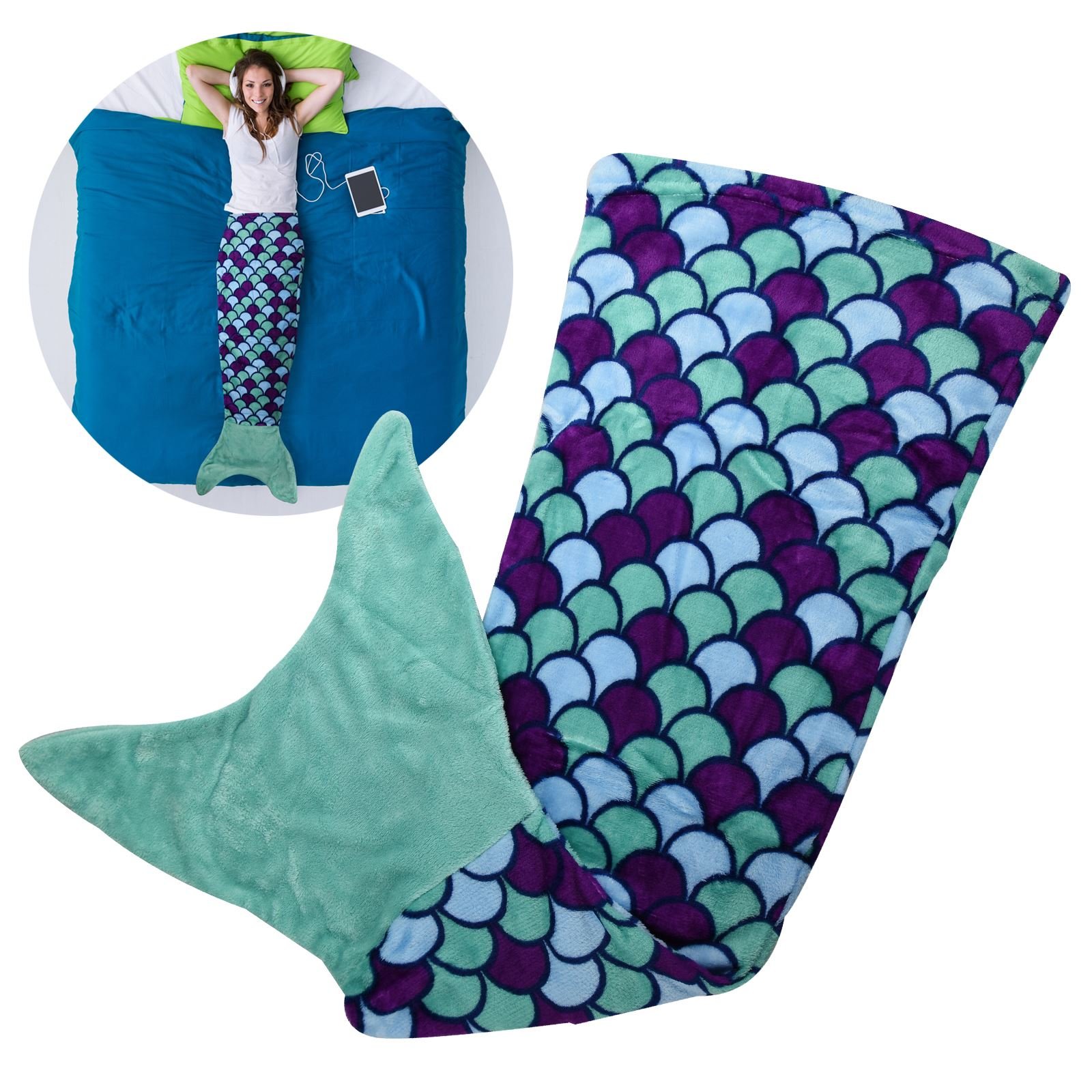 Mermaid Tail Fin Fun Blanket Kids, Girls And Boys - Cuddle Tails ...