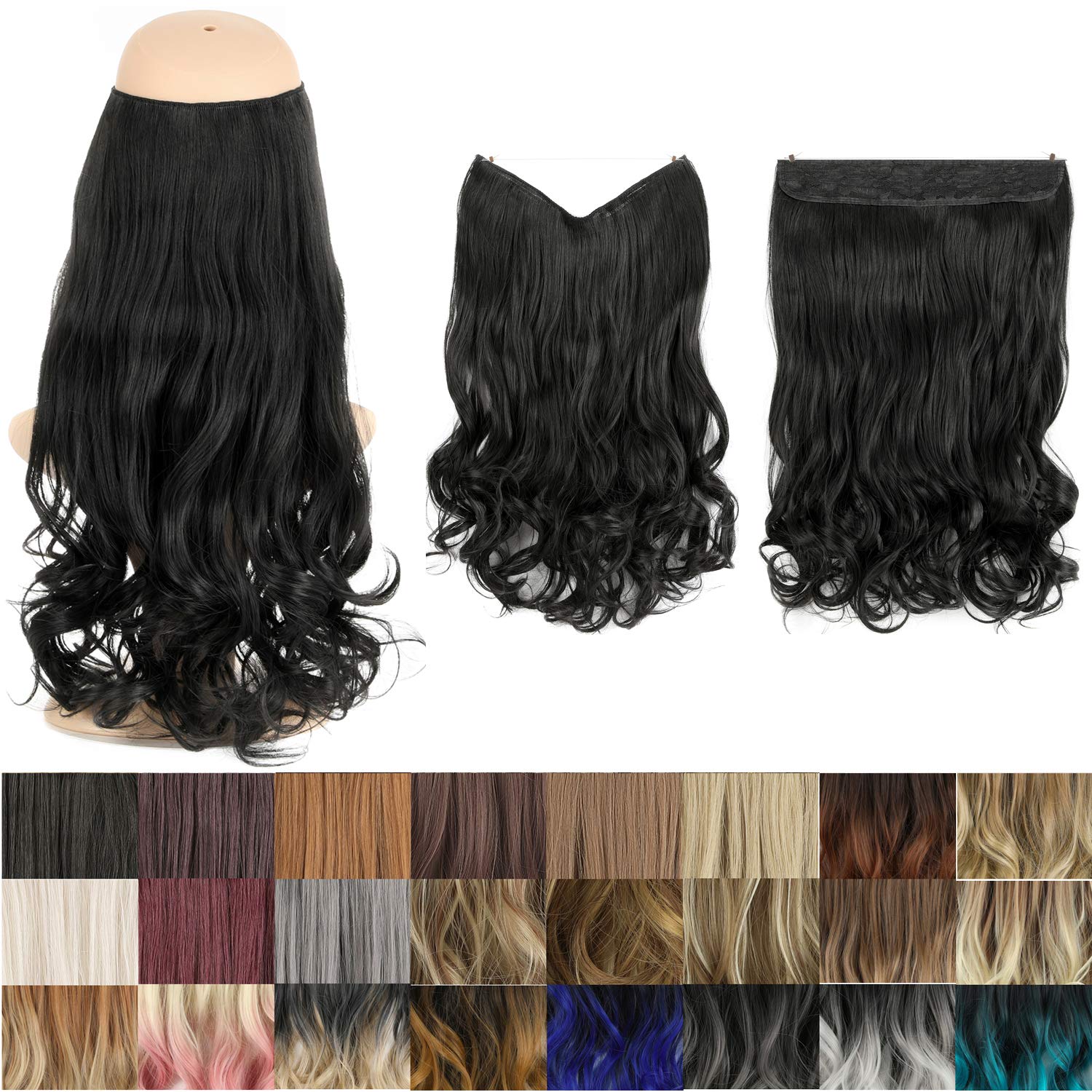 GIRLSHOW Halo Synthetic Hair Extensions 24 Inch 4.5 Oz