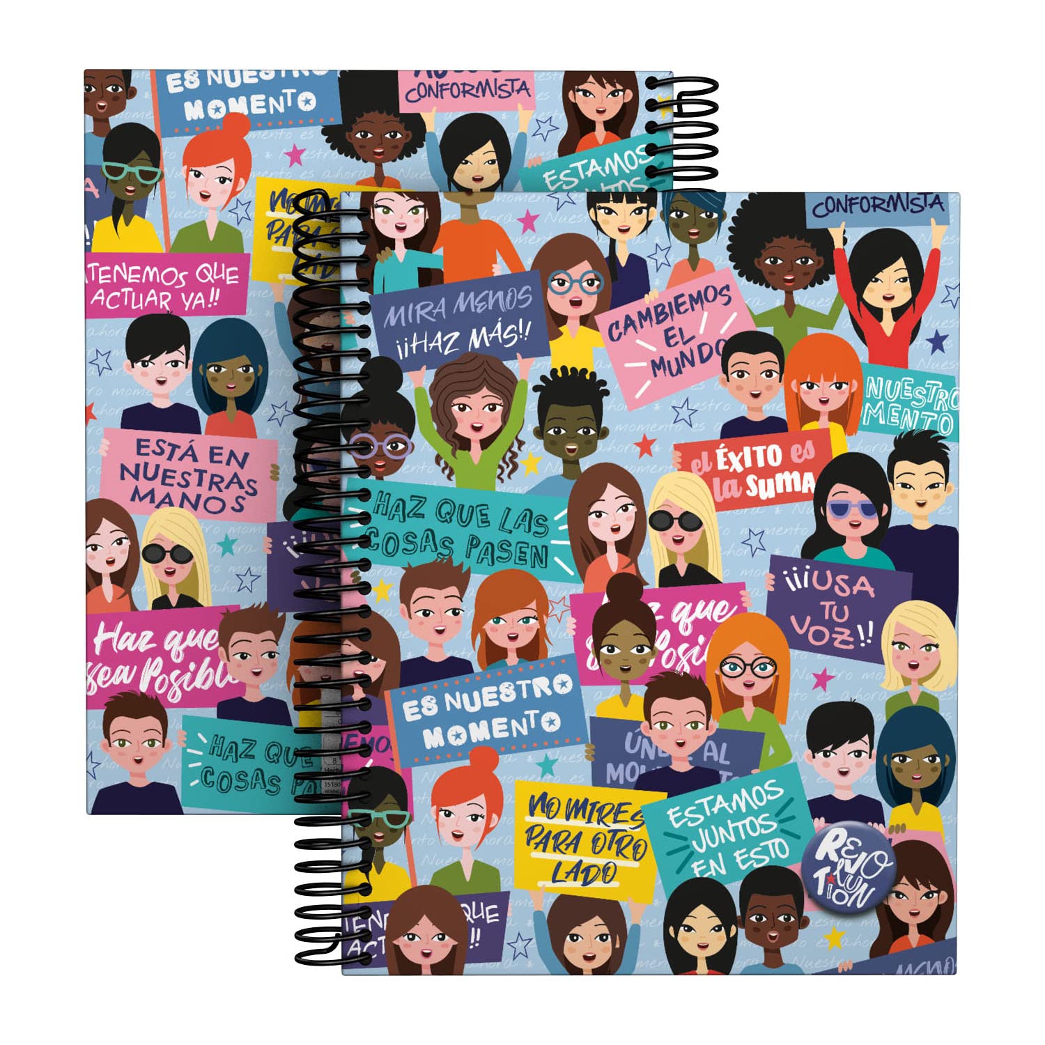 Grafoplás 16512647 Spiral Notebook, 5x5 Graphic, Hardcover, 5 Color Bands, Revolution Collection, Move On, FSC Certified