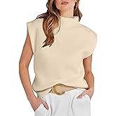 ANRABESS Women's Mock Neck Sleeveless Sweater Vest Casual Cap Sleeve Knit Pullover Tank Tops 2026 Fall Clothes
