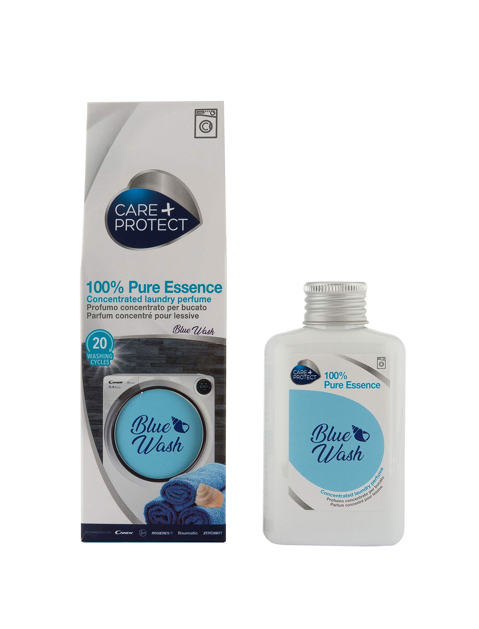 CARE + PROTECT Blue Wash Laundry Perfume In-Wash Scent Booster, Long Lasting Active Formula, 100ml for up to 20 washes