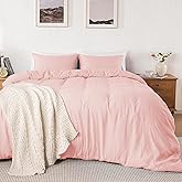 Pink Super Soft Duvet Cover Queen Size, 3 Pcs Prewashed Cotton-Like Microfiber Bedding Set Comforter Covers with Button Closure, Includes 1 Breathable Duvet cover 90x90" & 2 Pillowcases, No Comforter
