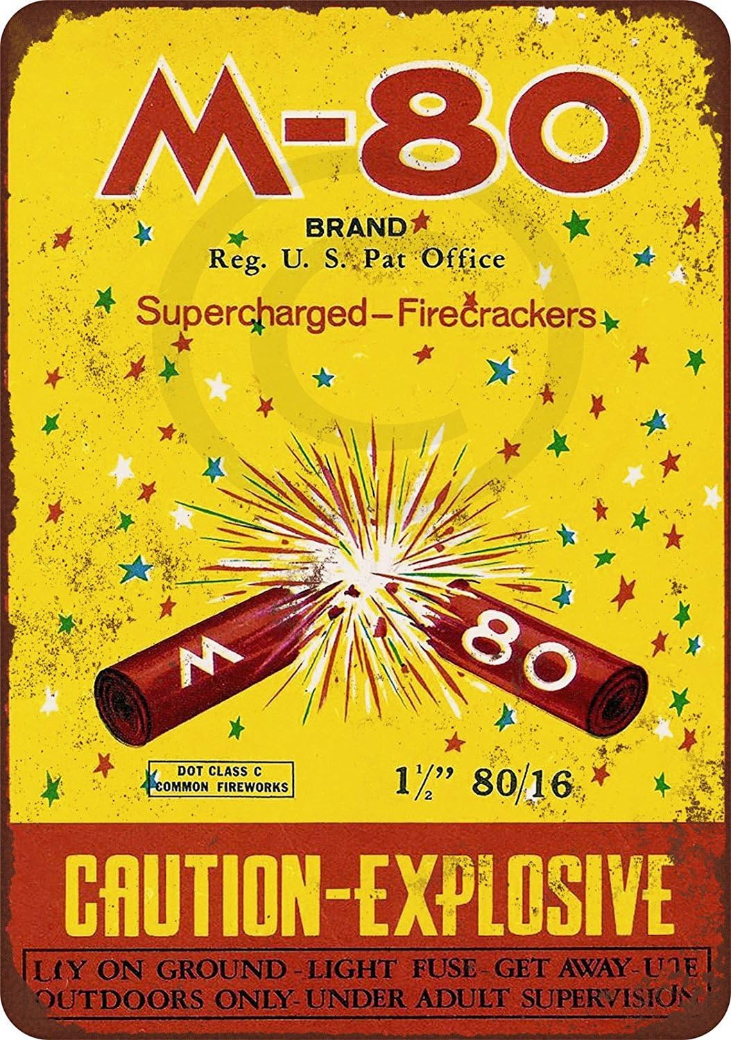 M-80 Supercharged petardos reproducción Metal Sign 18 