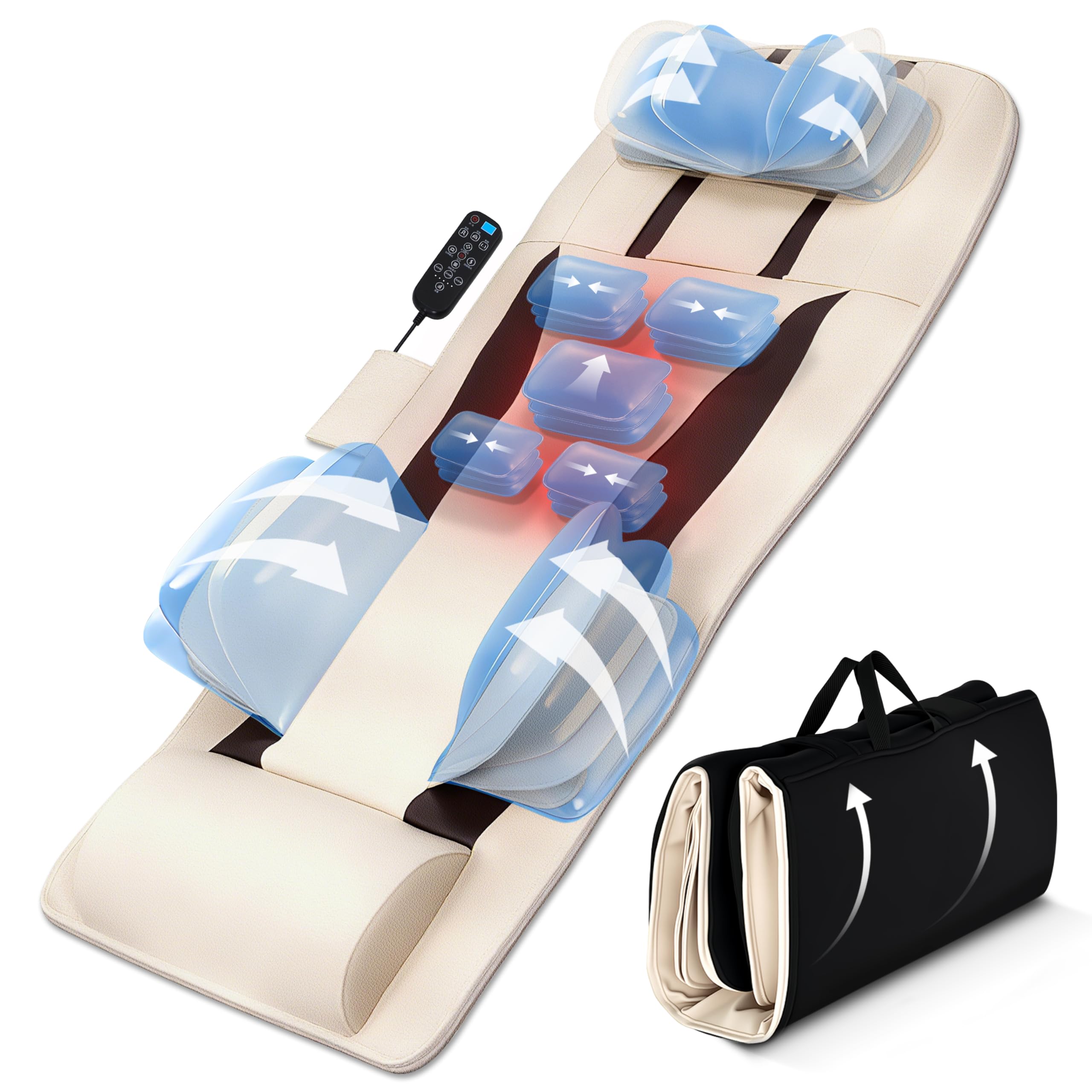 Photo 1 of fuptos Full Body Massage Mat with Airbag Stretching, Back Massage Pad, Neck & Shoulder Relief, Lumbar Traction, HIPS Massage, 6 Modes 5 Intensities 2 Heat Levels, Foldable, Fit 5'1-6'2