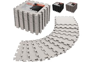 AIRHOP 18 Tiles Gym Floor Mat, EVA Foam Puzzle Gym Mat, High-Density Interlocking Foam Floor Tiles for Home Gym, Play Workout Garage Kitchen Flooring