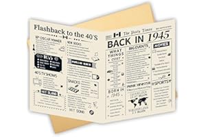 HOMANGA 80th Birthday Card, 80th Birthday Gifts for Men Women, Jumbo 80 Bday Cards for Wife Husband Him Her, Back in 1945 Car