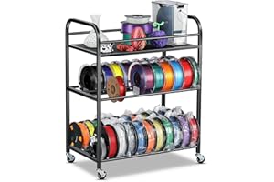 AHOWPD 3D Printer Filament Storage Rack- Rolling Filament Spool Holders Racks with Wheels, Heavy Duty Metal Shelf for PLA/ABS/TPU/Nylon, Filaments Organzied for 3D Printing Studio, Office Workshop