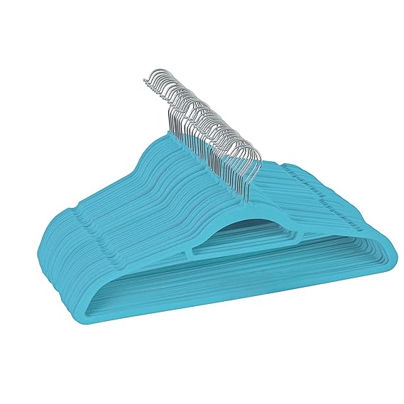 Nyxi 20 Stück Premium Selection SAMT beflockte Anti-Rutsch-Kleiderbügel für Kleiderschrank schmal platzsparend Krawattenorgan