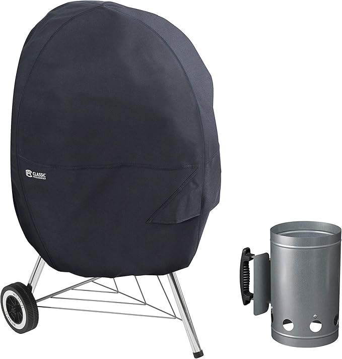 Classic Accessories WaterResistant 30 Inch Kettle BBQ Grill Cover with Charcoal Chimney Amazon