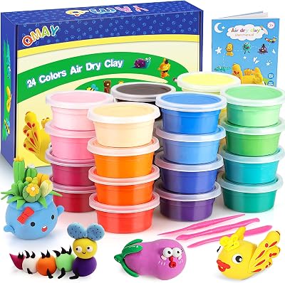 QMay Air Dry Clay 24 Colors Ultra Light Non-Toxic Modeling Set Kids