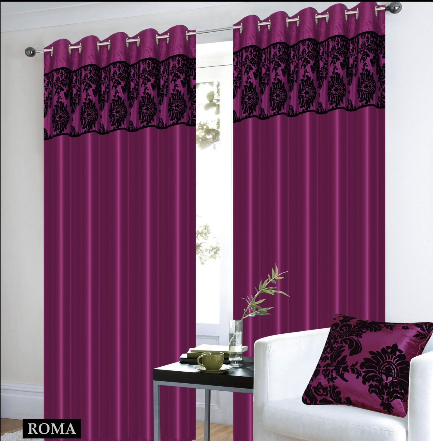 Eyelet Purple Curtains Royal Damask Curtains Eyelet Ring Top Faux